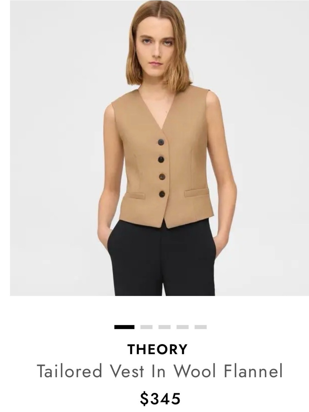 Theory Sleeveless Tailored Vest in Camel